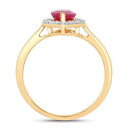 Bids.com 1.52 Carat Genuine Ruby and White Diamond 10K Yellow Gold Ring Rings White Smoke size 5.00,size 6.00,size 7.00,size 8.00,size 9.00