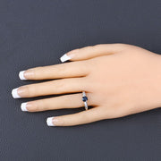 Bids.com 0.89 Carat Genuine Blue Sapphire and White Diamond 10K White Gold Ring Rings Dark Slate Gray size 5.00,size 6.00,size 7.00,size 8.00,size 9.00