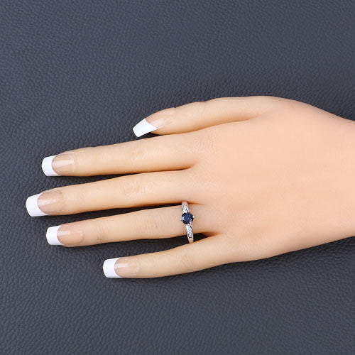 Bids.com 0.89 Carat Genuine Blue Sapphire and White Diamond 10K White Gold Ring Rings Dark Slate Gray size 5.00,size 6.00,size 7.00,size 8.00,size 9.00