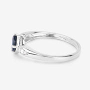 Bids.com 0.89 Carat Genuine Blue Sapphire and White Diamond 10K White Gold Ring Rings White Smoke size 5.00,size 6.00,size 7.00,size 8.00,size 9.00