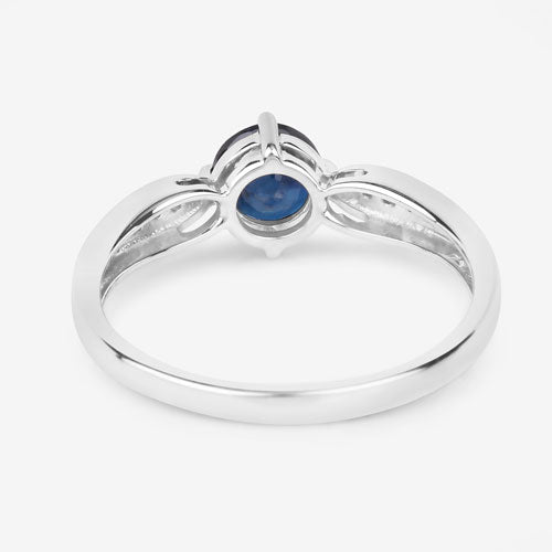 Bids.com 0.89 Carat Genuine Blue Sapphire and White Diamond 10K White Gold Ring Rings White Smoke size 5.00,size 6.00,size 7.00,size 8.00,size 9.00