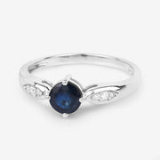 Bids.com 0.89 Carat Genuine Blue Sapphire and White Diamond 10K White Gold Ring Rings White Smoke size 5.00,size 6.00,size 7.00,size 8.00,size 9.00