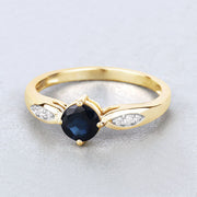 Bids.com 0.89 Carat Genuine Blue Sapphire and White Diamond 10K Yellow Gold Ring Rings Light Gray size 5.00,size 6.00,size 7.00,size 8.00,size 9.00