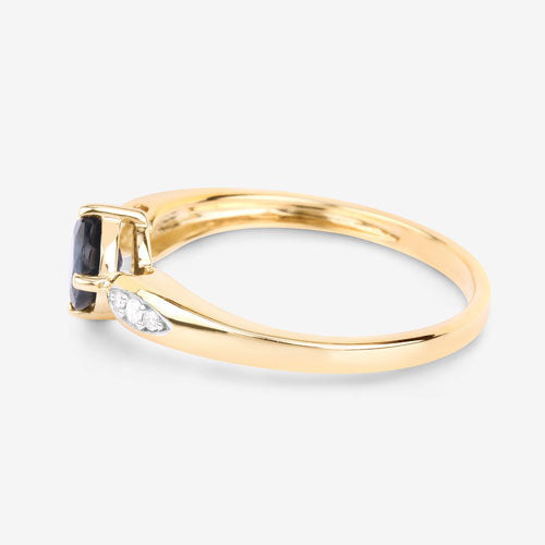 Bids.com 0.89 Carat Genuine Blue Sapphire and White Diamond 10K Yellow Gold Ring Rings White Smoke size 5.00,size 6.00,size 7.00,size 8.00,size 9.00