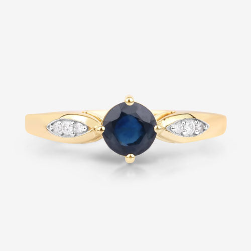 Bids.com 0.89 Carat Genuine Blue Sapphire and White Diamond 10K Yellow Gold Ring Rings White Smoke size 5.00,size 6.00,size 7.00,size 8.00,size 9.00