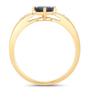 Bids.com 0.89 Carat Genuine Blue Sapphire and White Diamond 10K Yellow Gold Ring Rings White Smoke size 5.00,size 6.00,size 7.00,size 8.00,size 9.00