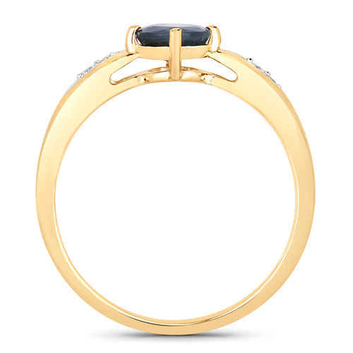 Bids.com 0.89 Carat Genuine Blue Sapphire and White Diamond 10K Yellow Gold Ring Rings White Smoke size 5.00,size 6.00,size 7.00,size 8.00,size 9.00