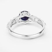 Bids.com 1.13 Carat Genuine Blue Sapphire and White Diamond 10K White Gold Ring Rings White Smoke size 5.00,size 6.00,size 7.00,size 8.00,size 9.00