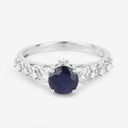 Bids.com 1.13 Carat Genuine Blue Sapphire and White Diamond 10K White Gold Ring Rings White Smoke size 5.00,size 6.00,size 7.00,size 8.00,size 9.00