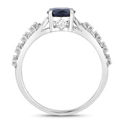 Bids.com 1.13 Carat Genuine Blue Sapphire and White Diamond 10K White Gold Ring Rings White Smoke size 5.00,size 6.00,size 7.00,size 8.00,size 9.00