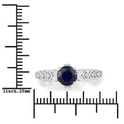Bids.com 1.13 Carat Genuine Blue Sapphire and White Diamond 10K White Gold Ring Rings White Smoke size 5.00,size 6.00,size 7.00,size 8.00,size 9.00