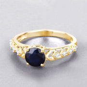 Bids.com 1.13 Carat Genuine Blue Sapphire and White Diamond 10K Yellow Gold Ring Rings Gray size 5.00,size 6.00,size 7.00,size 8.00,size 9.00