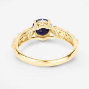 Bids.com 1.13 Carat Genuine Blue Sapphire and White Diamond 10K Yellow Gold Ring Rings White Smoke size 5.00,size 6.00,size 7.00,size 8.00,size 9.00