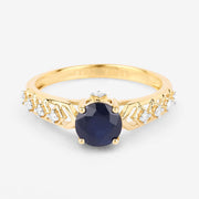 Bids.com 1.13 Carat Genuine Blue Sapphire and White Diamond 10K Yellow Gold Ring Rings White Smoke size 5.00,size 6.00,size 7.00,size 8.00,size 9.00