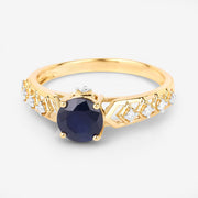 Bids.com 1.13 Carat Genuine Blue Sapphire and White Diamond 10K Yellow Gold Ring Rings White Smoke size 5.00,size 6.00,size 7.00,size 8.00,size 9.00