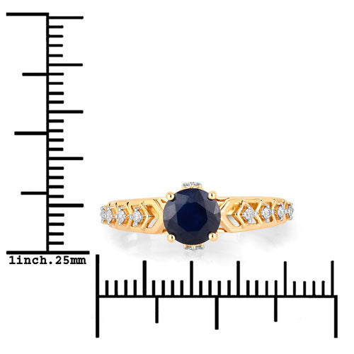Bids.com 1.13 Carat Genuine Blue Sapphire and White Diamond 10K Yellow Gold Ring Rings White Smoke size 5.00,size 6.00,size 7.00,size 8.00,size 9.00