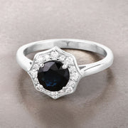 Bids.com 1.34 Carat Genuine Blue Sapphire and White Diamond 10K White Gold Ring Rings Gray size 5.00,size 6.00,size 7.00,size 8.00,size 9.00