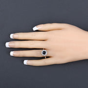 Bids.com 1.34 Carat Genuine Blue Sapphire and White Diamond 10K White Gold Ring Rings Dark Slate Gray size 5.00,size 6.00,size 7.00,size 8.00,size 9.00