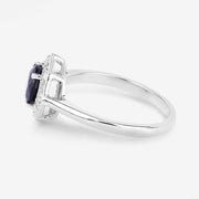 Bids.com 1.34 Carat Genuine Blue Sapphire and White Diamond 10K White Gold Ring Rings White Smoke size 5.00,size 6.00,size 7.00,size 8.00,size 9.00