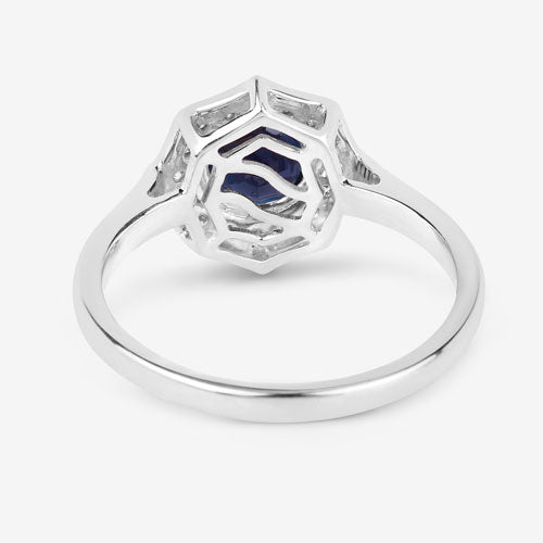 Bids.com 1.34 Carat Genuine Blue Sapphire and White Diamond 10K White Gold Ring Rings White Smoke size 5.00,size 6.00,size 7.00,size 8.00,size 9.00