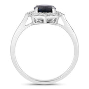 Bids.com 1.34 Carat Genuine Blue Sapphire and White Diamond 10K White Gold Ring Rings White Smoke size 5.00,size 6.00,size 7.00,size 8.00,size 9.00