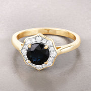 Bids.com 1.34 Carat Genuine Blue Sapphire and White Diamond 10K Yellow Gold Ring Rings Rosy Brown size 5.00,size 6.00,size 7.00,size 8.00,size 9.00