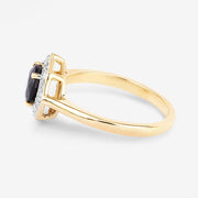 Bids.com 1.34 Carat Genuine Blue Sapphire and White Diamond 10K Yellow Gold Ring Rings White Smoke size 5.00,size 6.00,size 7.00,size 8.00,size 9.00