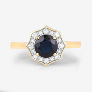 Bids.com 1.34 Carat Genuine Blue Sapphire and White Diamond 10K Yellow Gold Ring Rings White Smoke size 5.00,size 6.00,size 7.00,size 8.00,size 9.00