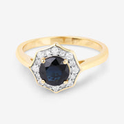 Bids.com 1.34 Carat Genuine Blue Sapphire and White Diamond 10K Yellow Gold Ring Rings White Smoke size 5.00,size 6.00,size 7.00,size 8.00,size 9.00