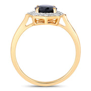 Bids.com 1.34 Carat Genuine Blue Sapphire and White Diamond 10K Yellow Gold Ring Rings White Smoke size 5.00,size 6.00,size 7.00,size 8.00,size 9.00