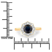 Bids.com 1.34 Carat Genuine Blue Sapphire and White Diamond 10K Yellow Gold Ring Rings White Smoke size 5.00,size 6.00,size 7.00,size 8.00,size 9.00