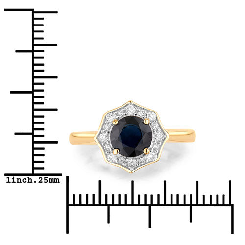 Bids.com 1.34 Carat Genuine Blue Sapphire and White Diamond 10K Yellow Gold Ring Rings White Smoke size 5.00,size 6.00,size 7.00,size 8.00,size 9.00