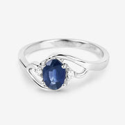Bids.com 0.98 Carat Genuine Blue Sapphire and White Diamond 10K White Gold Ring Rings White Smoke size 5.00,size 6.00,size 7.00,size 8.00,size 9.00