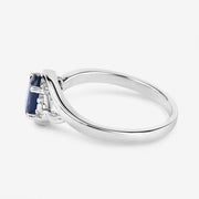 Bids.com 0.98 Carat Genuine Blue Sapphire and White Diamond 10K White Gold Ring Rings White Smoke size 5.00,size 6.00,size 7.00,size 8.00,size 9.00