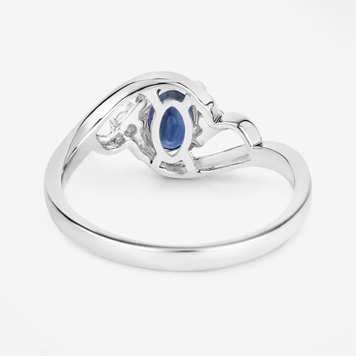 Bids.com 0.98 Carat Genuine Blue Sapphire and White Diamond 10K White Gold Ring Rings White Smoke size 5.00,size 6.00,size 7.00,size 8.00,size 9.00