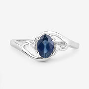 Bids.com 0.98 Carat Genuine Blue Sapphire and White Diamond 10K White Gold Ring Rings White Smoke size 5.00,size 6.00,size 7.00,size 8.00,size 9.00
