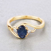 Bids.com 0.98 Carat Genuine Blue Sapphire and White Diamond 10K Yellow Gold Ring Rings Light Gray size 5.00,size 6.00,size 7.00,size 8.00,size 9.00