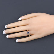 Bids.com 0.98 Carat Genuine Blue Sapphire and White Diamond 10K Yellow Gold Ring Rings Dark Slate Gray size 5.00,size 6.00,size 7.00,size 8.00,size 9.00