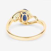 Bids.com 0.98 Carat Genuine Blue Sapphire and White Diamond 10K Yellow Gold Ring Rings White Smoke size 5.00,size 6.00,size 7.00,size 8.00,size 9.00