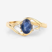 Bids.com 0.98 Carat Genuine Blue Sapphire and White Diamond 10K Yellow Gold Ring Rings White Smoke size 5.00,size 6.00,size 7.00,size 8.00,size 9.00