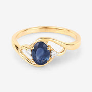 Bids.com 0.98 Carat Genuine Blue Sapphire and White Diamond 10K Yellow Gold Ring Rings White Smoke size 5.00,size 6.00,size 7.00,size 8.00,size 9.00