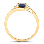Bids.com 0.98 Carat Genuine Blue Sapphire and White Diamond 10K Yellow Gold Ring Rings White Smoke size 5.00,size 6.00,size 7.00,size 8.00,size 9.00
