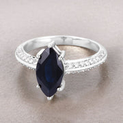 Bids.com 2.39 Carat Genuine Blue Sapphire and White Diamond 10K White Gold Ring Rings Dark Gray size 5.00,size 6.00,size 7.00,size 8.00,size 9.00