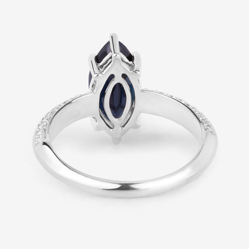 Bids.com 2.39 Carat Genuine Blue Sapphire and White Diamond 10K White Gold Ring Rings White Smoke size 5.00,size 6.00,size 7.00,size 8.00,size 9.00