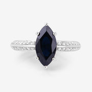 Bids.com 2.39 Carat Genuine Blue Sapphire and White Diamond 10K White Gold Ring Rings White Smoke size 5.00,size 6.00,size 7.00,size 8.00,size 9.00
