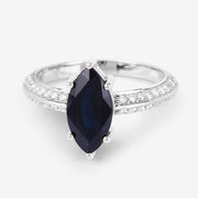 Bids.com 2.39 Carat Genuine Blue Sapphire and White Diamond 10K White Gold Ring Rings White Smoke size 5.00,size 6.00,size 7.00,size 8.00,size 9.00