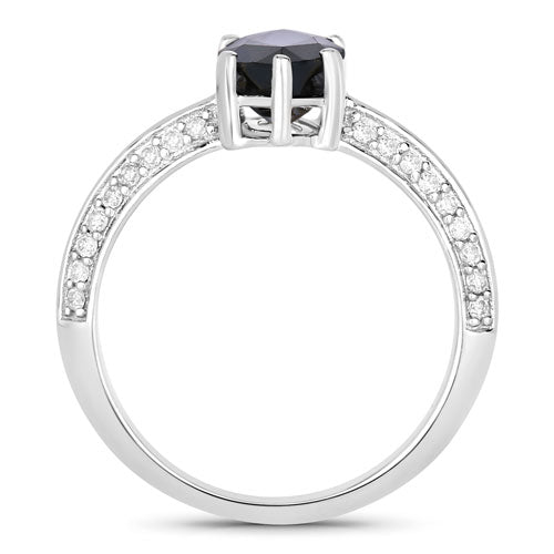 Bids.com 2.39 Carat Genuine Blue Sapphire and White Diamond 10K White Gold Ring Rings White Smoke size 5.00,size 6.00,size 7.00,size 8.00,size 9.00