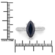 Bids.com 2.39 Carat Genuine Blue Sapphire and White Diamond 10K White Gold Ring Rings White Smoke size 5.00,size 6.00,size 7.00,size 8.00,size 9.00