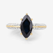 Bids.com 2.39 Carat Genuine Blue Sapphire and White Diamond 10K Yellow Gold Ring Rings White Smoke size 5.00,size 6.00,size 7.00,size 8.00,size 9.00