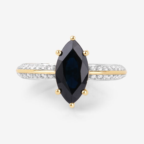 Bids.com 2.39 Carat Genuine Blue Sapphire and White Diamond 10K Yellow Gold Ring Rings White Smoke size 5.00,size 6.00,size 7.00,size 8.00,size 9.00